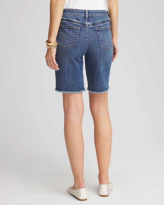 So Slimming Girlfriend Frayed Jean Shorts - image 3